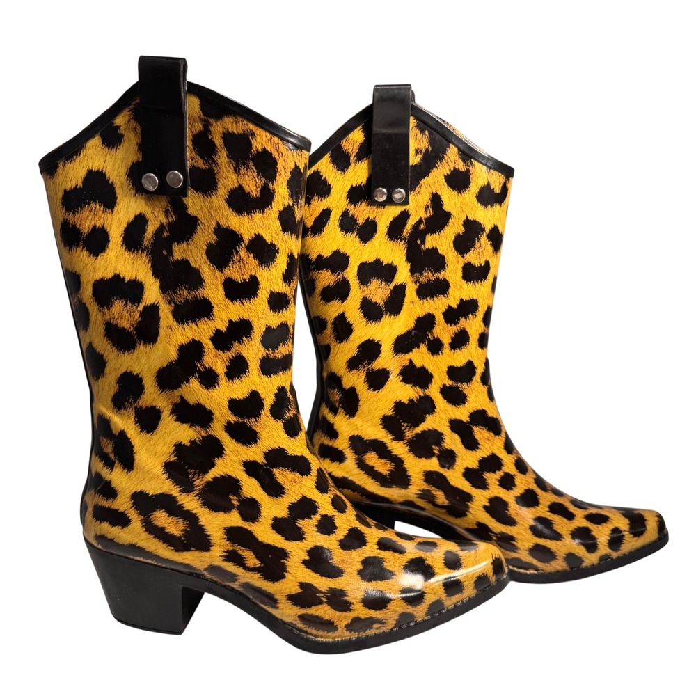 Leopard Print Yellow & Black Women's Winter Boots